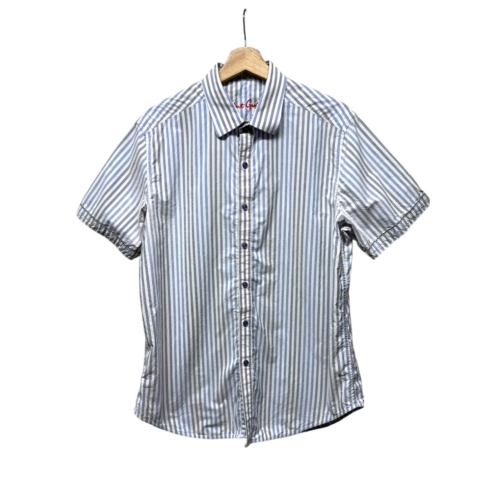 Robert Graham Striped Button Down Shirt - Blue and White with turn up cuffs